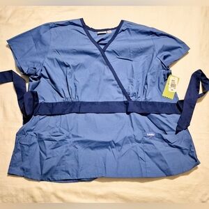 Landau women's size 3XL 2 tone blue scrub top uniform nurse, NWT